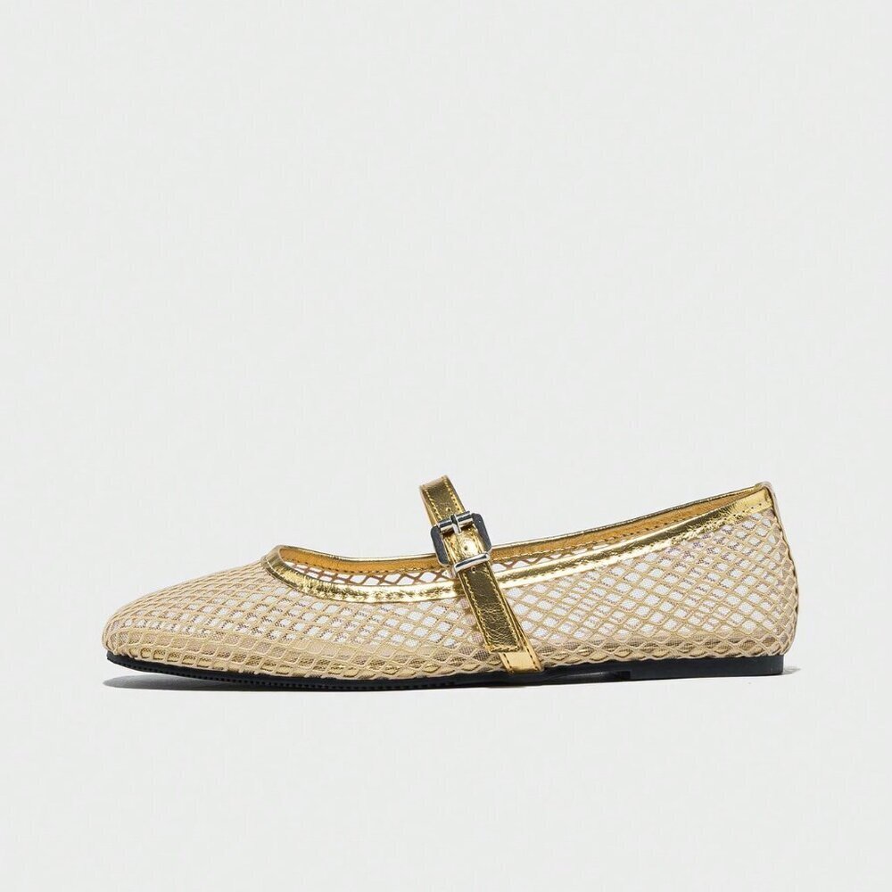 Gold Bohemian Women's Ballet Flats - Picture 5 of 7